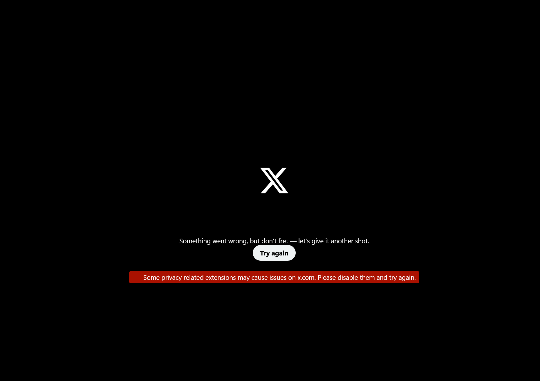 【解決済み】FirefoxでX(旧Twitter)が見れない時の対処方法(Something went wrong, but don’t fret ? let’s give it another shot.)